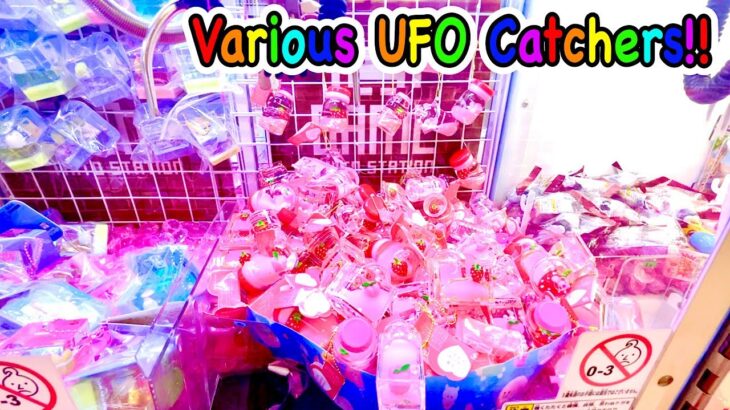 Various Claw Machine in Japan !! UFO Catchers Wins!! Cute Prizes ! Game , Anime ,  UFOキャッチャー