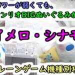 【2本アーム・3本アーム機種別攻略法！】アームパワーが弱くても、サンリオBIGぬいぐるみは取れる！（ クレーンゲーム　マイメロ・シナモン）