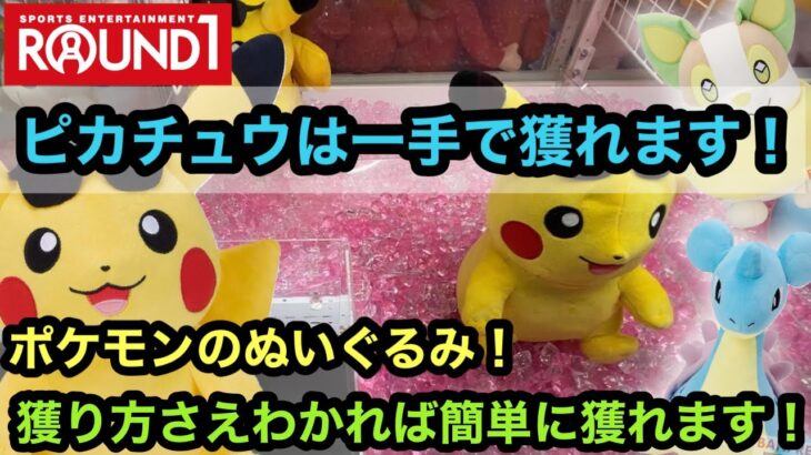 ピカチュウを一手で獲る方法教えます！ラウワンで他のポケモンのぬいぐるみも獲る！【pokemon】【クレーンゲーム】【JapaneseClawMachine】【인형뽑기】　【日本夾娃娃】