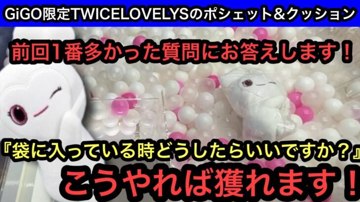 GiGO限定のTWICELOVELYSだきつきポシェット&おひるねクッション！質問の多かった袋に入ってる景品の獲り方教えます！【TWICE】【クレーンゲーム】【인형뽑기】【ClawMachine】