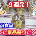 UFOキャッチャー お菓子＆食品９連発！変わった景品盛りだくさん！【パンダ先生夫婦クレーンゲーム】