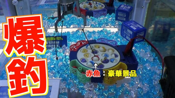 高速回転する赤魚を釣り上げたら高額景品GETのオモシロクレーンゲームを攻略してみたw【UFOキャッチャー】