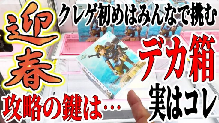 【クレーンゲーム】新年クレーンゲーム初めはみんなで挑む！実は超デカ箱の攻略の鍵は〇〇だった！？ #橋渡し設定  #UFOキャッチャー  #クレーンゲーム