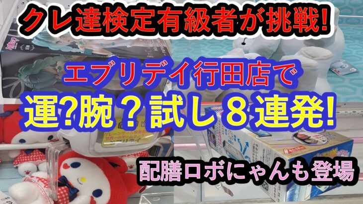 【クレーンゲーム　エブリデイ行田店に配膳ロボ出現!】クレーンゲーム達人検定有級者２名がぬいぐるみ４連続、雑貨フィギュア他に挑戦します。獲れるコツもご案内致します。さぁ～運試し⁈腕試し?!確率か実力か?