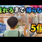 【クレーンゲーム】景品5個取れるまで帰れません!!が想像以上の結果に!?小学生のリアルチャレンジ【ufoキャッチャー 回遊館】