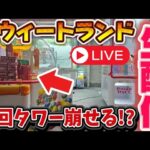 【タワー崩壊!!】大量の景品が積まれたスウィートランドタワーを倒す！ #クレーンゲーム #UFOキャッチャー #clawmachine