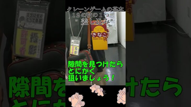 【クレーンゲーム基本12の技・差し込み】クレーンゲーム達人検定2級のサマー選手が、基本の12の技の内、今回は「差し込み」をご紹介。隙間があれば、絶対攻めるべき攻略法です!見るだけで、上達しますよ!