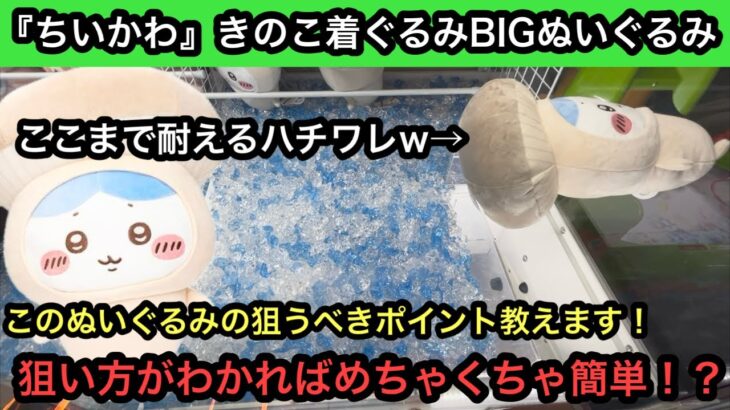 『ちいかわ』きのこ着ぐるみBIGぬいぐるみを自力ゲットする方法はコレ！上手くいけば500円以内で獲れます！【クレーンゲーム】【JapaneseClawMachine】【인형뽑기】【日本夾娃娃】