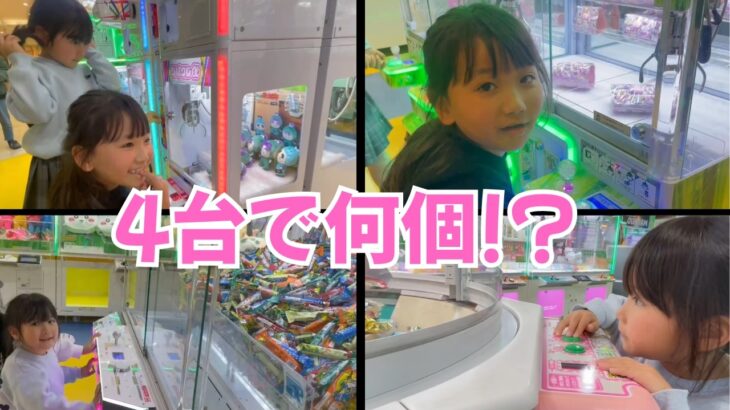 クレーンゲーム4台挑戦！合計何個とれた!?