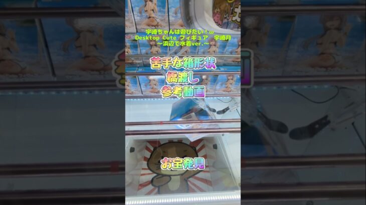 【クレーンゲーム】宇崎ちゃんは遊びたい！ω　Desktop Cute フィギュア　宇崎月 浜辺で水着ver. 苦手な箱形状 橋渡し 参考動画 お宝発見 #クレーンゲーム #ufoキャッチャー