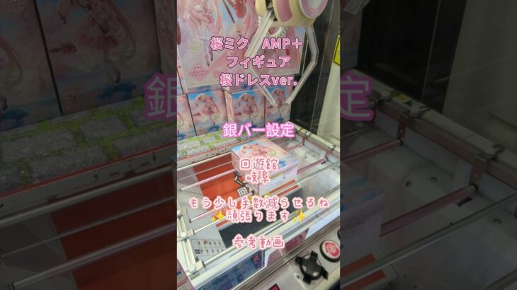 【クレーンゲーム】桜ミク　AMP＋ フィギュア 桜ドレス ver. 回遊館 岐阜 もう少し手数減らせるね 頑張ります 参考動画 #クレーンゲーム #ufoキャッチャー #クレゲ #ゲーセン #獲り方