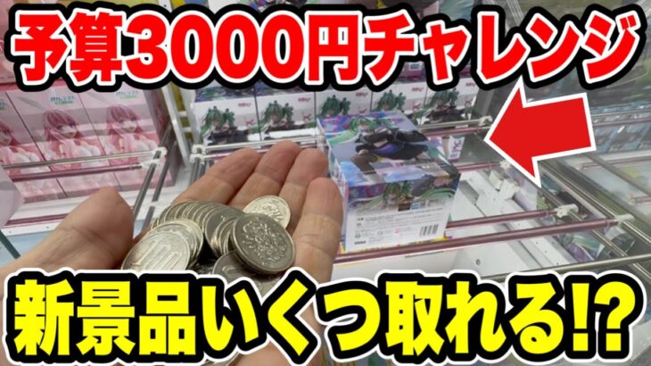 【クレーンゲーム】予算3000円チャレンジ！最新プライズフィギュア登場初日攻略でいくつ取れる！？