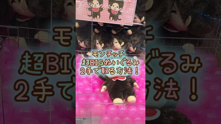 【クレーンゲーム】5/9 ラウンドワンでモンチッチ 超BIGぬいぐるみを2手で取る取り方のコツをお見せします！ #shorts