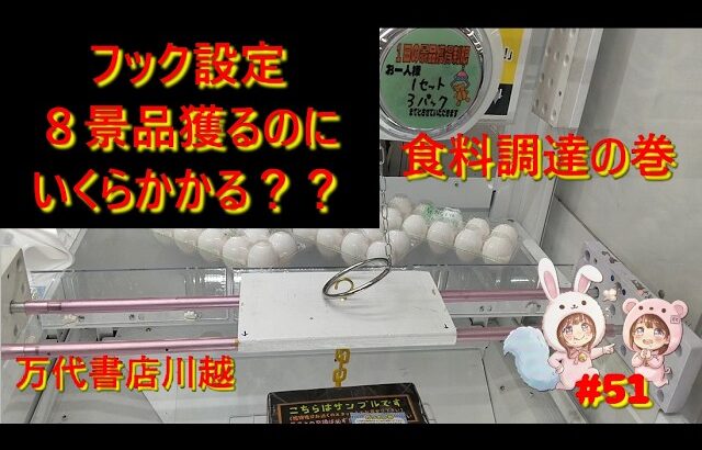 【クレーンゲーム】フック設定に完全勝利！牛サーロインからたまごまで8景品獲るまで帰りません！ in 万代書店川越【ももくま #51】 #フック設定 #クレーンゲーム #攻略