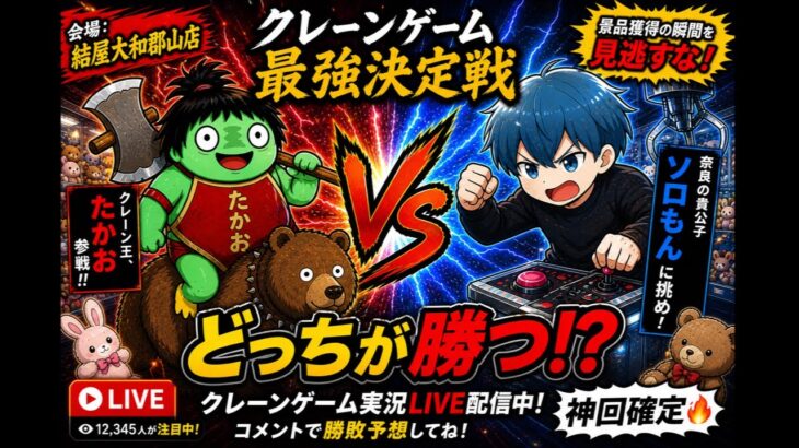 【LIVE】どっち勝つと思う？クレーンゲーム対決🔥コメントで予想して！