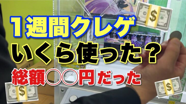 【クレーンゲーム】　【検証】クレーンゲームを１週間やったら総額いくら使うか？