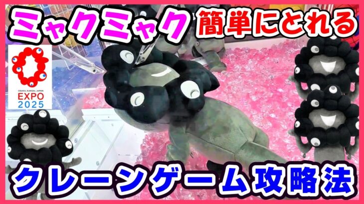 【クレーンゲーム】新作黒ミャクミャクぬいぐるみ攻略法大公開！ 確率無視して簡単にとれる！100円でとれる？1100円で4つGET🤗 #ミャクミャク #ラウンドワン #ufoキャッチャー #GIGO