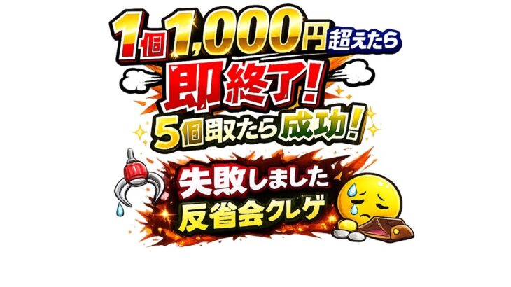 【反省会クレゲ】1個1000円で取れなかったら直ぐに配信終わります！を失敗しました#クレーンゲーム #ゲームセンター