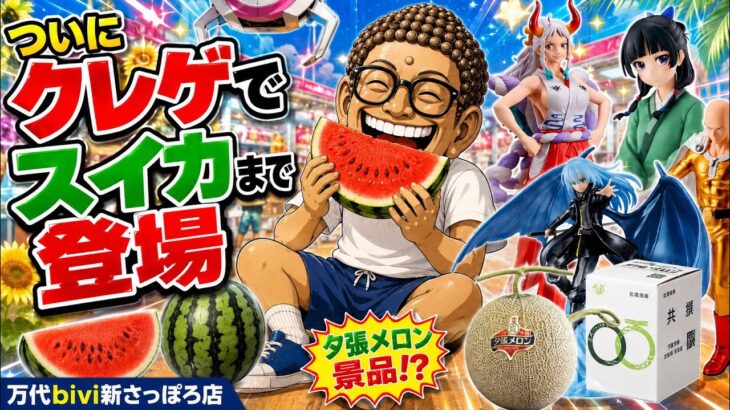 【クレーンゲーム】ついにスイカまで景品に登場！？夕張メロン＆人気フィギュアも獲得！万代bivi新さっぽろ店