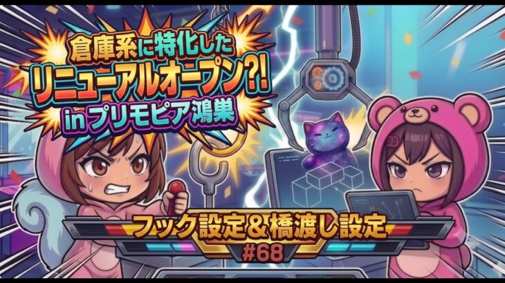 【クレゲ橋渡し＆フック設定】倉庫系リニューアルオープン突撃！フック設定がめちゃくちゃ増えてる！？ in プリモピア鴻巣【ももくま #68】 #橋渡し設定 #フック設定 #クレーンゲーム #攻略