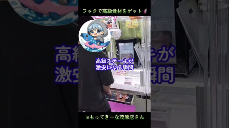フック設定で高級ステーキをゲット🦸@sakecrane しゃけさんに取って貰いました🙌✨inもってきーな茂原店さん📍#もってきーな茂原