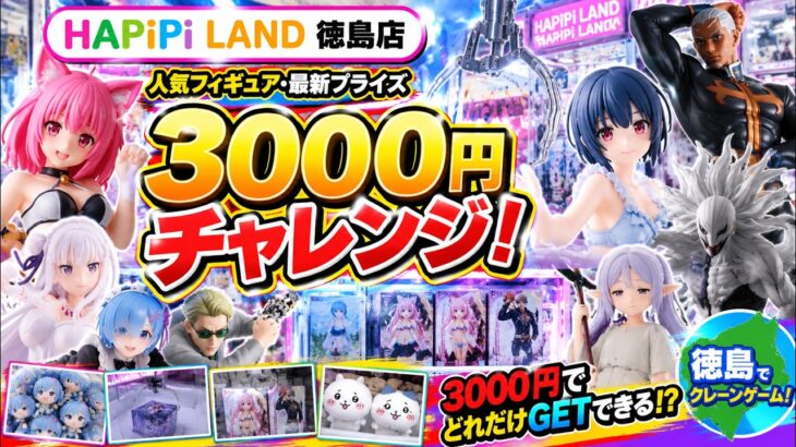 【クレーンゲーム】3000円で何個獲れる！？本気の3000円チャレンジ！ハピピランド徳島