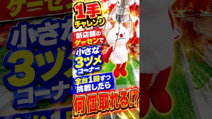 新店舗のゲーセンで小さな3ヅメコーナー1回ずつプレイしてみたら、、、#クレーンゲーム #ufoキャッチャー # ゲーセン #ゲームセンター #arcade