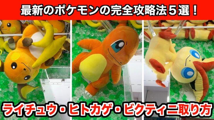 最新ポケモンのライチュウ・ヒトカゲ・ビクティニのぬいぐるみなど攻略5選！【クレーンゲーム】